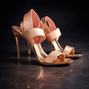 Lauren Lorraine- Elegant Rose Gold Strappy Heels